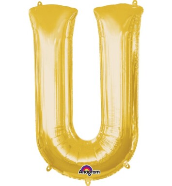 Large Gold Letter U Foil Balloon