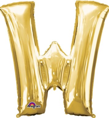 Large Gold Letter W Foil Balloon