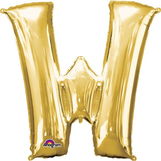 Large Gold Letter W Foil Balloon