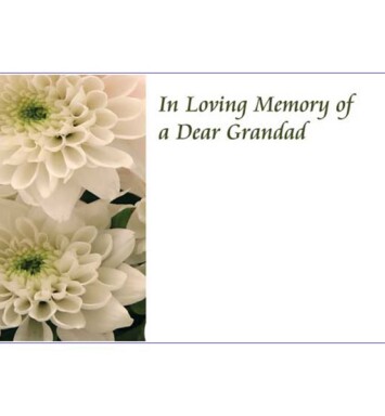 Florist Small Cards - In Loving Memory Granddad, Cream Flower