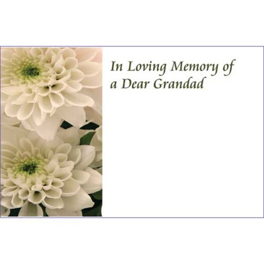 Florist Small Cards - In Loving Memory Granddad, Cream Flower