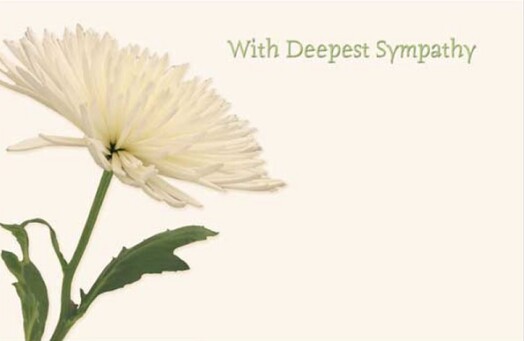 Florist Small Cards - With Deepest Sympathy, White Chrys
