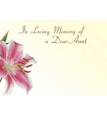 Florist Small Cards - In Loving Memory of Dear Aunt