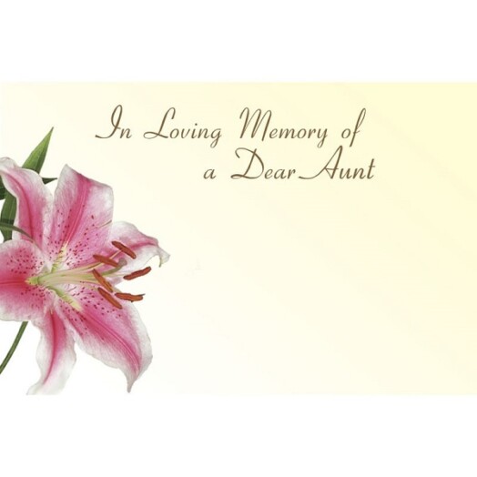 Florist Small Cards - In Loving Memory of Dear Aunt