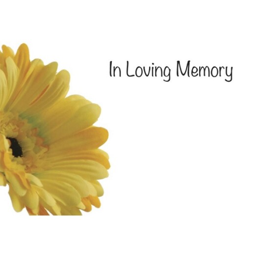 Florist Small Cards - In Loving Memory, Yellow Gerbera