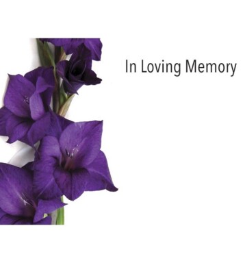 Florist Small Cards - In Loving Memory, Purple Gladioli