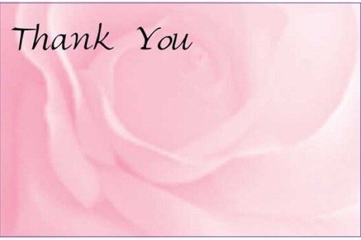 Florist Small Cards - Thank You, Pale Pink Rose