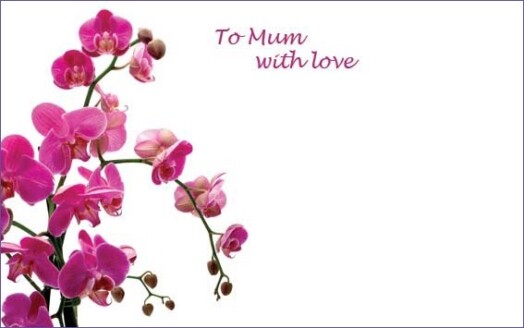 Florist Small Cards - To Mum With Love Pink Orchid
