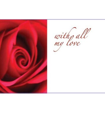 Florist Small Cards - With All My Love, Red Rose