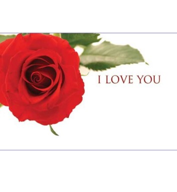 Florist Small Cards - I Love You, Red Rose
