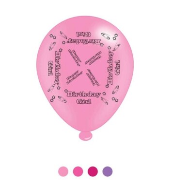 Pack of 8 Birthday Girl Latex Balloons