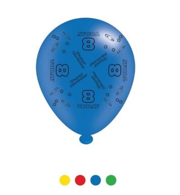 Pack of 8 Age 8 Latex Balloons