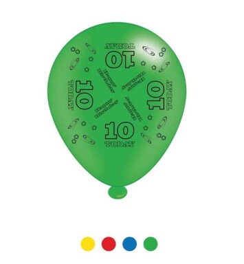 Pack of 8 Age 10 Latex Balloons