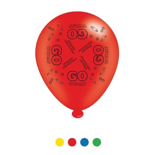 Pack of 8 Age 60 Latex Balloons