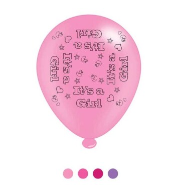 Pack of 8 It's A Girl Latex Balloons