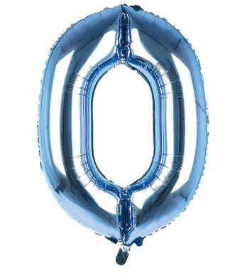 34 Inch Light Blue Number 0 Foil Balloon