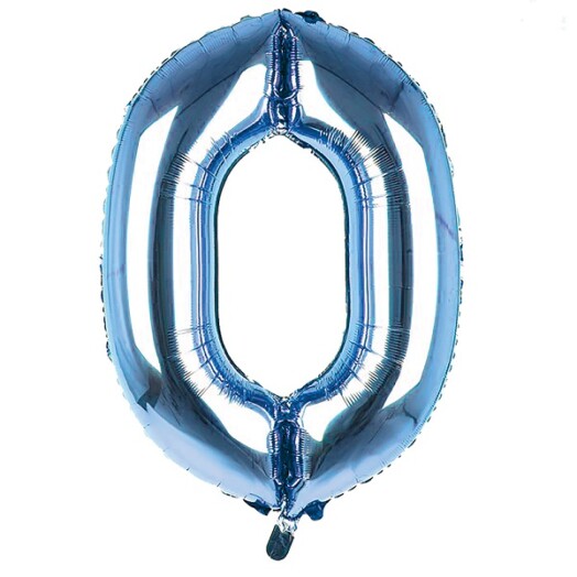 34 Inch Light Blue Number 0 Foil Balloon
