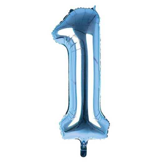 34 Inch Light Blue Number 1 Foil Balloon