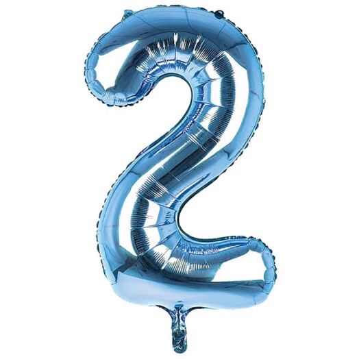 34 Inch Light Blue Number 2 Foil Balloon