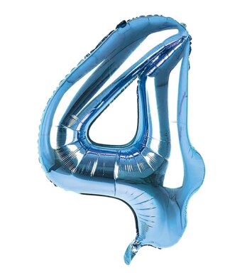 34 Inch Light Blue Number 4 Foil Balloon