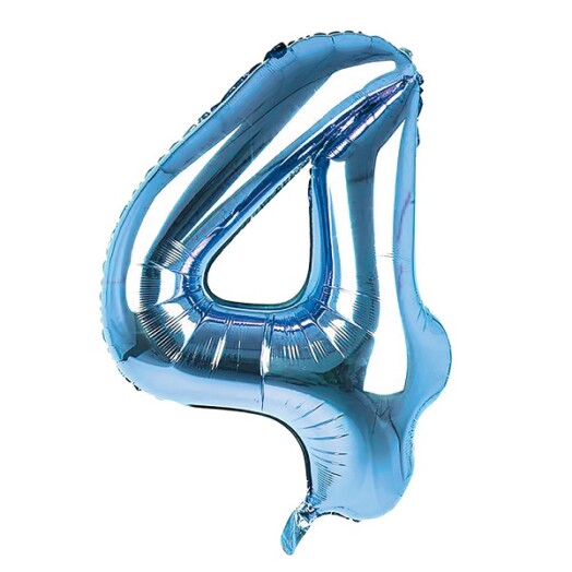 34 Inch Light Blue Number 4 Foil Balloon