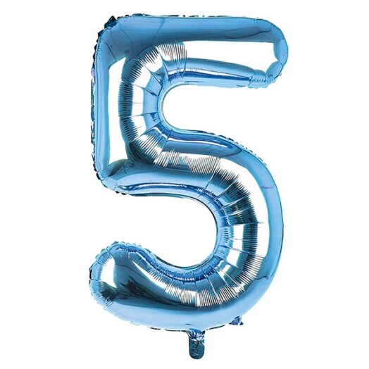 34 Inch Light Blue Number 5 Foil Balloon