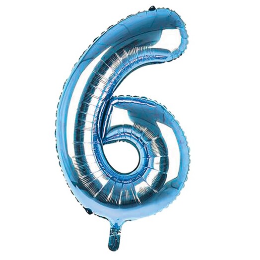34 Inch Light Blue Number 6 Foil Balloon