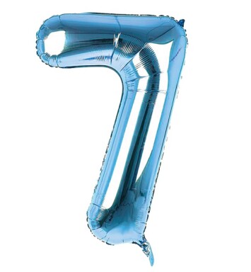 34 Inch Light Blue Number 7 Foil Balloon
