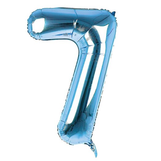 34 Inch Light Blue Number 7 Foil Balloon
