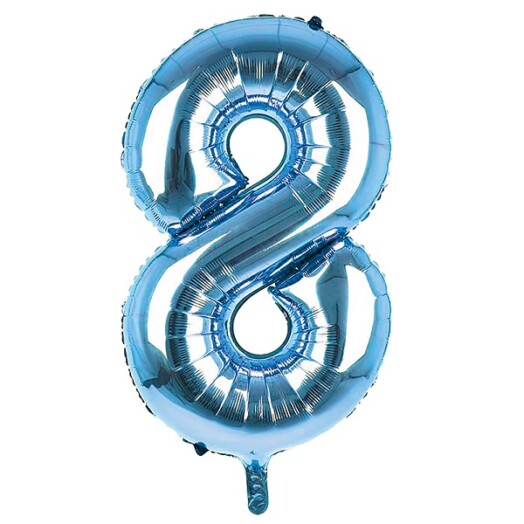 34 Inch Light Blue Number 8 Foil Balloon