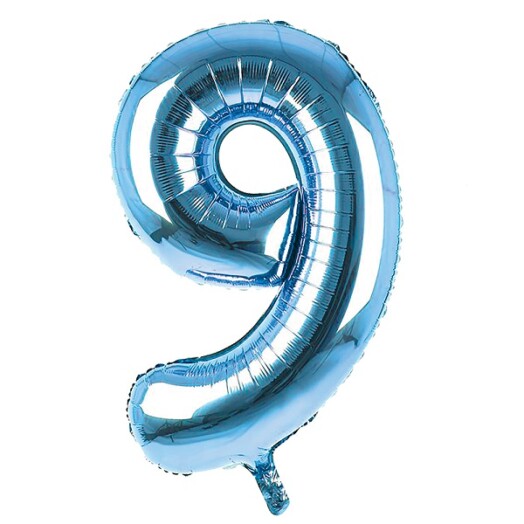 34 Inch Light Blue Number 9 Foil Balloon