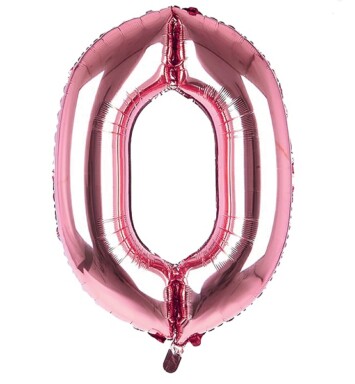 34 Inch Light Pink Number 0 Foil Balloon