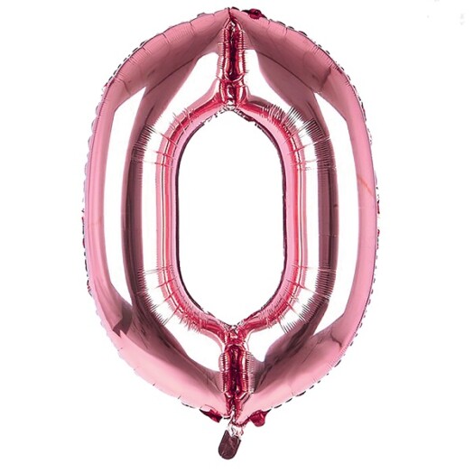 34 Inch Light Pink Number 0 Foil Balloon