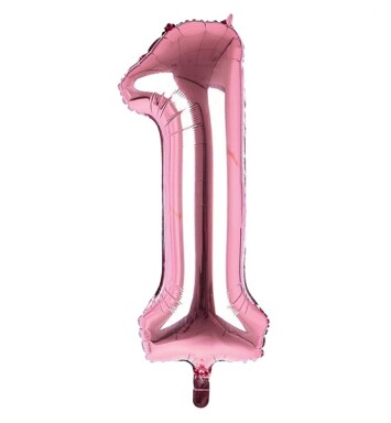 34 Inch Light Pink Number 1 Foil Balloon