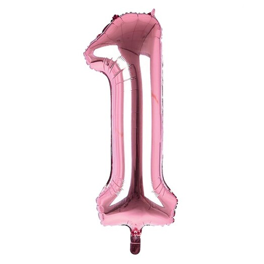 34 Inch Light Pink Number 1 Foil Balloon