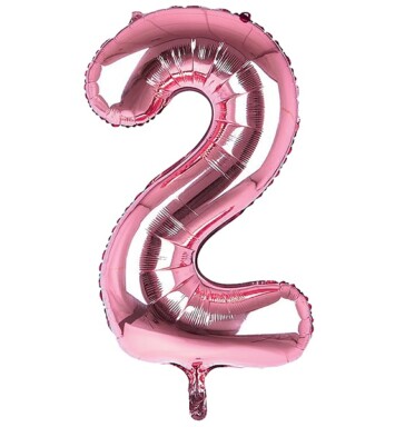 34 Inch Light Pink Number 2 Foil Balloon