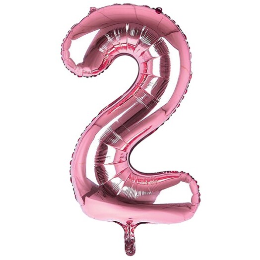 34 Inch Light Pink Number 2 Foil Balloon