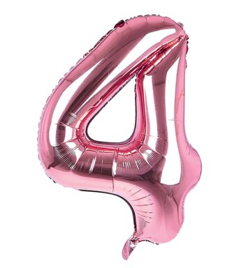34 Inch Light Pink Number 4 Foil Balloon