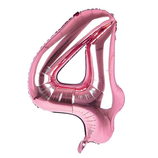 34 Inch Light Pink Number 4 Foil Balloon