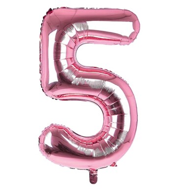 34 Inch Light Pink Number 5 Foil Balloon