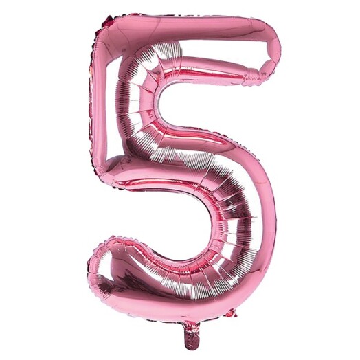 34 Inch Light Pink Number 5 Foil Balloon
