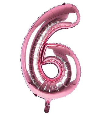 34 Inch Light Pink Number 6 Foil Balloon
