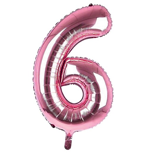 34 Inch Light Pink Number 6 Foil Balloon