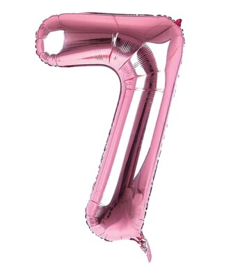 34 Inch Light Pink Number 7 Foil Balloon