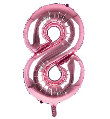 34 Inch Light Pink Number 8 Foil Balloon