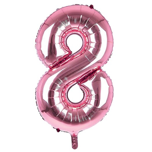 34 Inch Light Pink Number 8 Foil Balloon