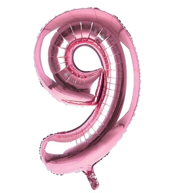 34 Inch Light Pink Number 9 Foil Balloon