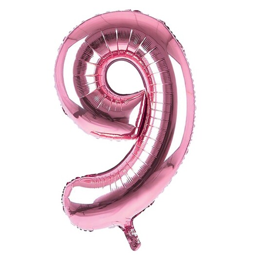 34 Inch Light Pink Number 9 Foil Balloon