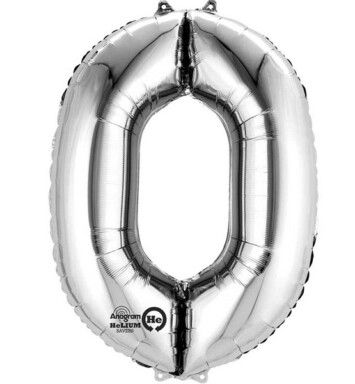 16" Mini Shape Number Balloon 0 - Silver