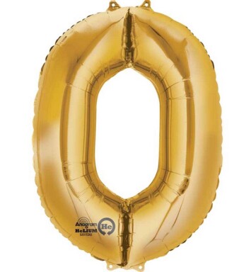 16" Mini Shape Number Balloon 0 - Gold